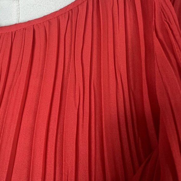 Nomia Twist Front Pleated Knee Length Chili Red One‎ Shoulder Dress Size 6 NEW - Picture 4 of 13
